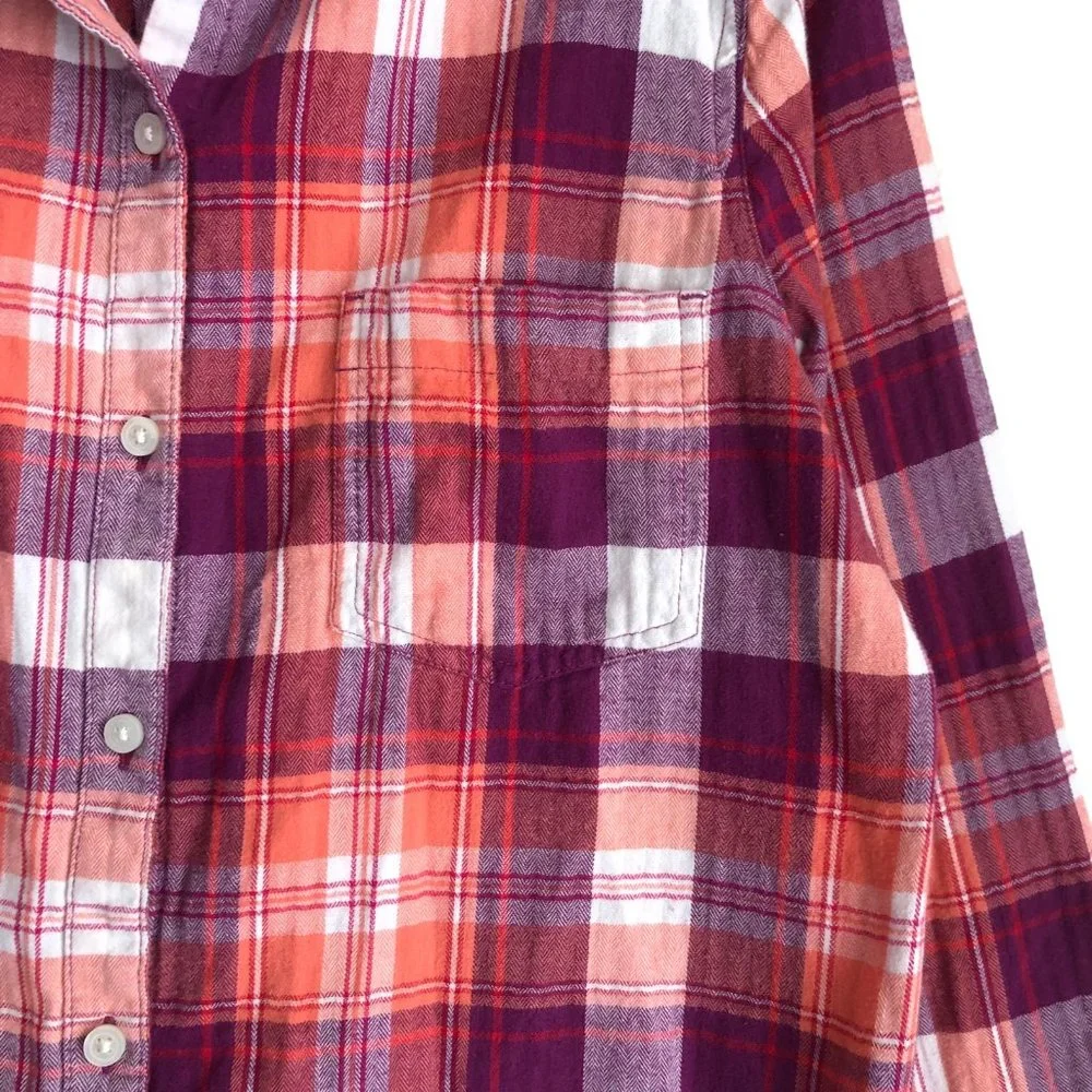 Old Navy Women's Flannel Shirt Size L Plaid 100% Cotton Long Sleeve Classic - Picture 6 of 11